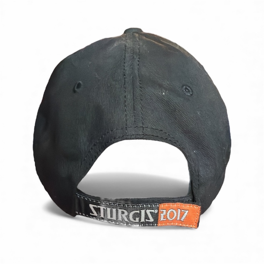 Black Sturgis Black Hills Rally 77th Annual baseball cap with orange stitching - Picture 3 of 4